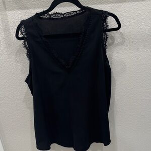 Source Unknown Black Lace-Trim V-Neck Camisole Top